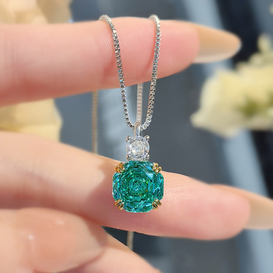 Madelyne Radiant Octagonal Set - Paraiba Pendant Necklace [Y6PV4MPV]