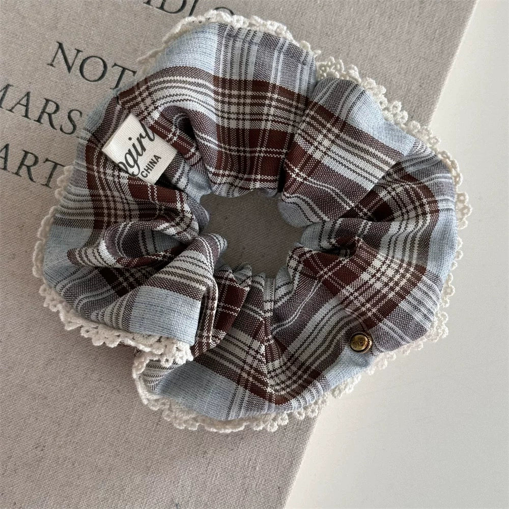 Leandra Plaid Bow Accessories - Lace Bow Hair Tie [Q6DYXTTS]