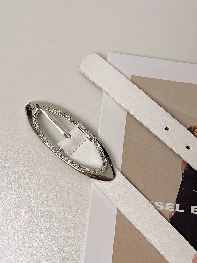 Isa Y2K Rhinestone Belt - White