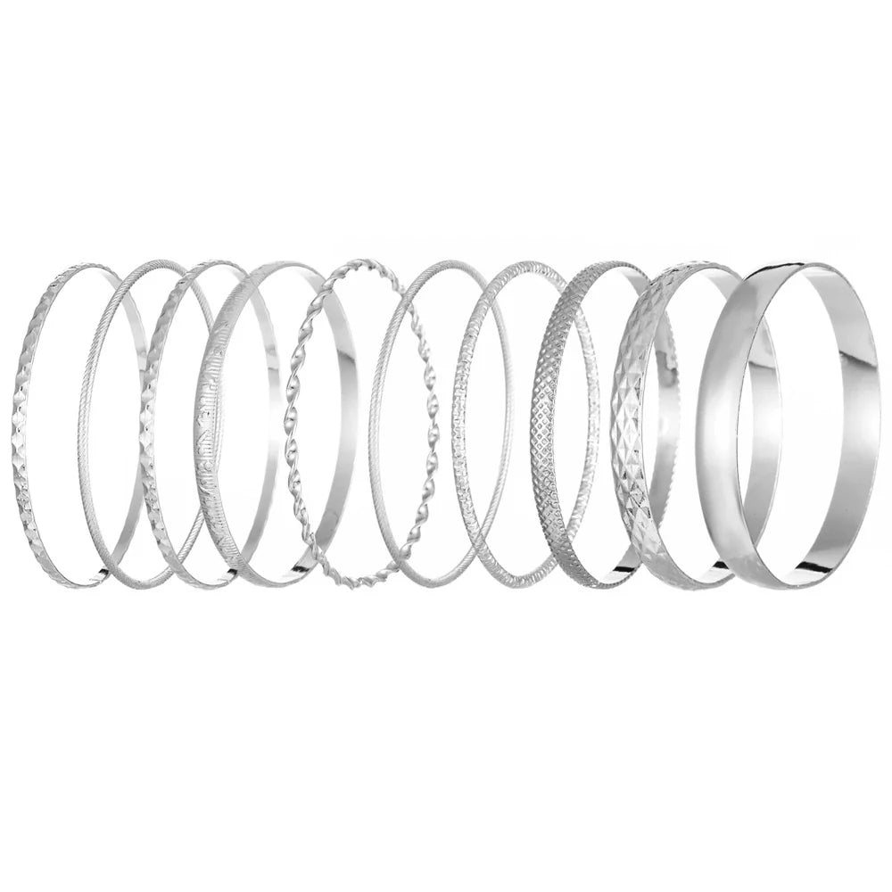 Tracey Vintage Alloy Bangle Set - White K 1
