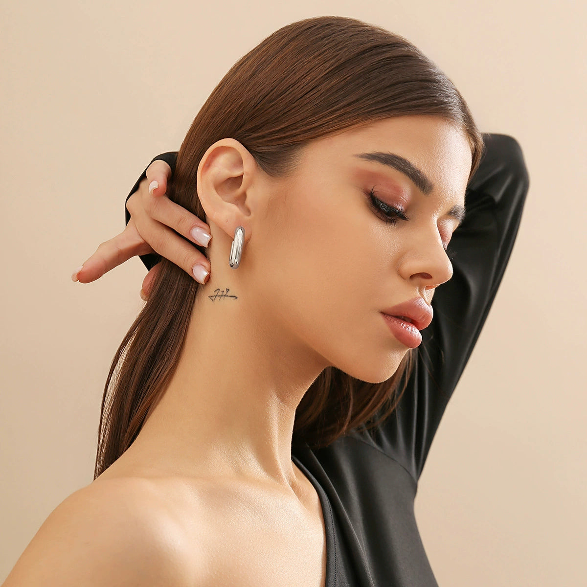 Anasofia Geometric Drop & Hoop Earrings - Style 04 Silver [ZVN6694C]