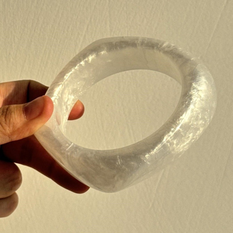 Francesca Marble Resin Bracelet - Square Pearly White [ZKOJGM6J]