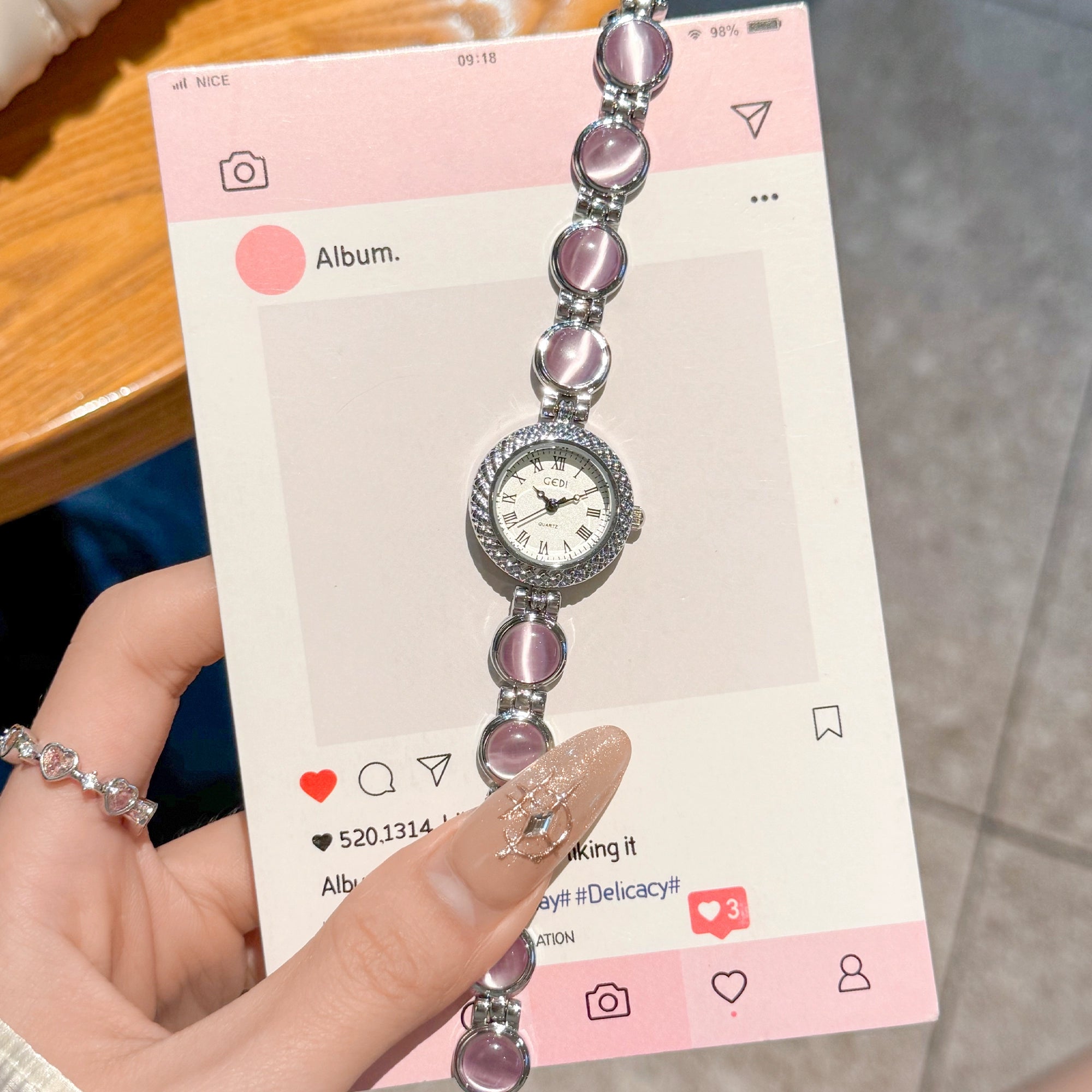 Jasper Pearl Bracelet Watch - Girly Pink [WZ1D91BB]