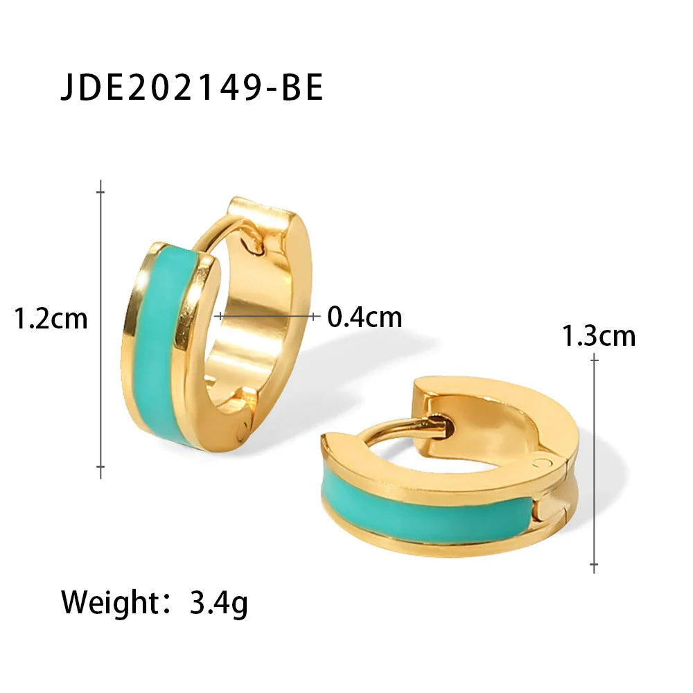 Uriah Enamel Hoop Earrings - Light Blue