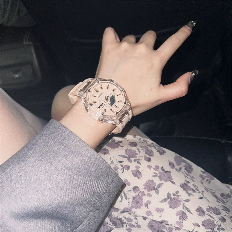 Honesty Strawberry Dual Display Watch - Light Pink