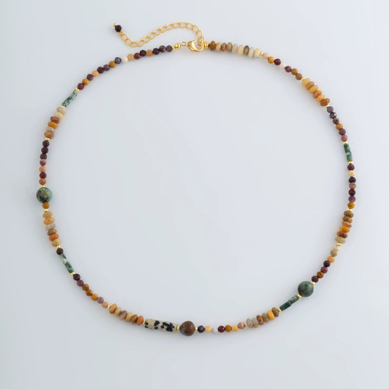 Eleen Dopamine Beaded Necklace - Egg Yolk Stone Beaded Necklace [E1Z8X9MY]