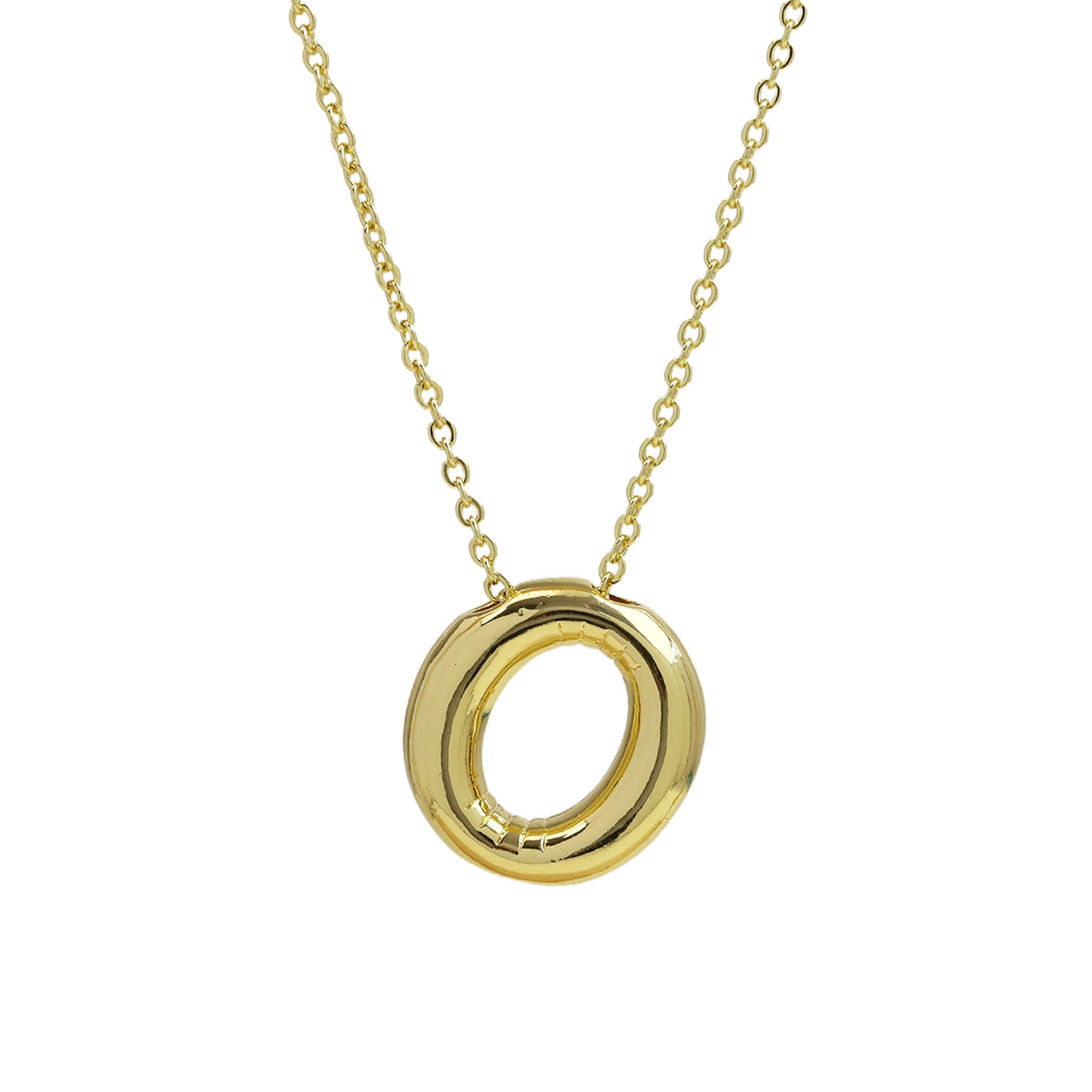Saffron Puffy Initial Necklace - Letter O [8MAJ7I6T]