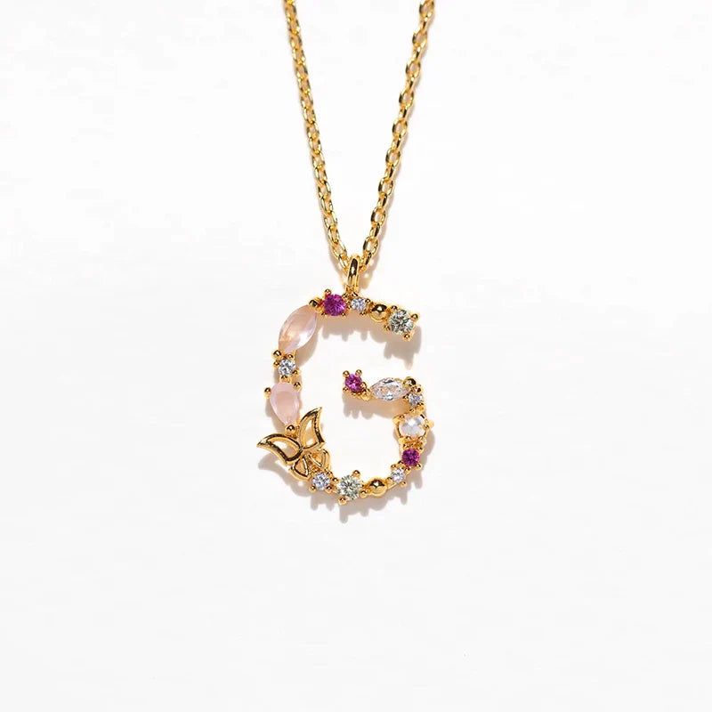 Joelle Golden Butterfly Initial Necklace - G Initial