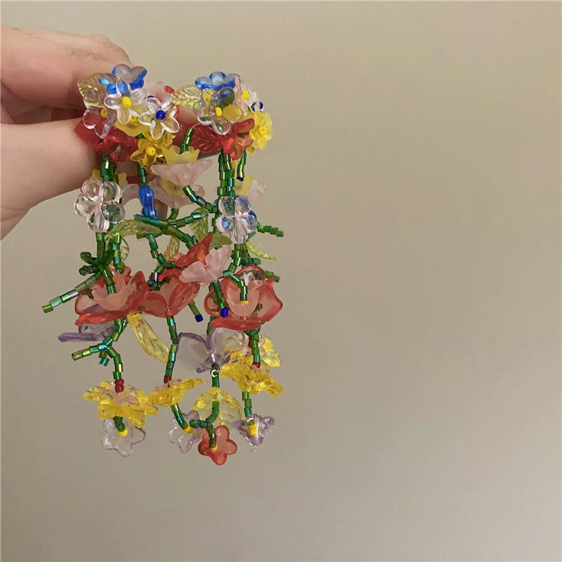 Braelynne Blooming Beaded Earrings - Blooming Floral Earrings with Silver Post [P9Y2SE35]