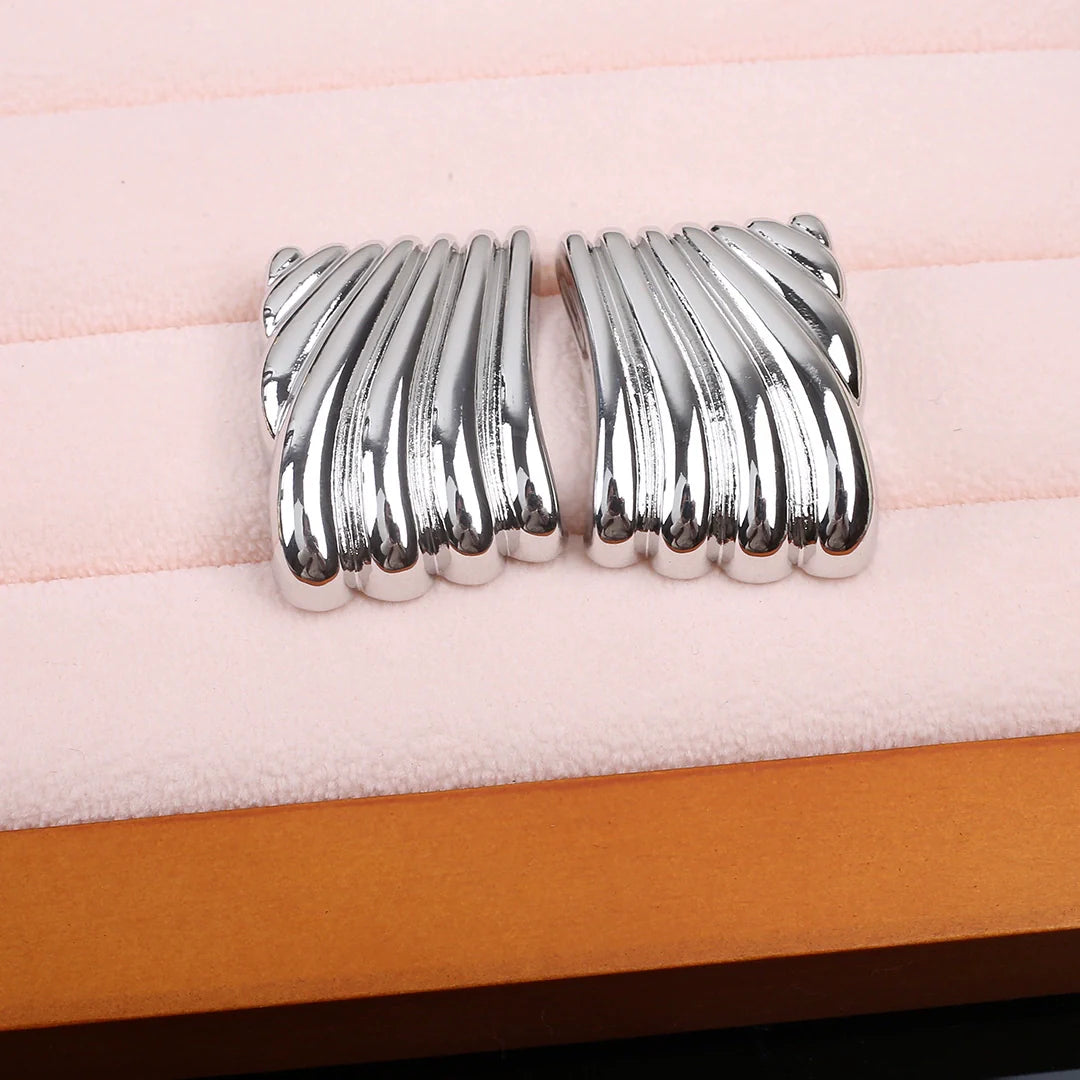 Hilda Metallic Wing Studs - Silver