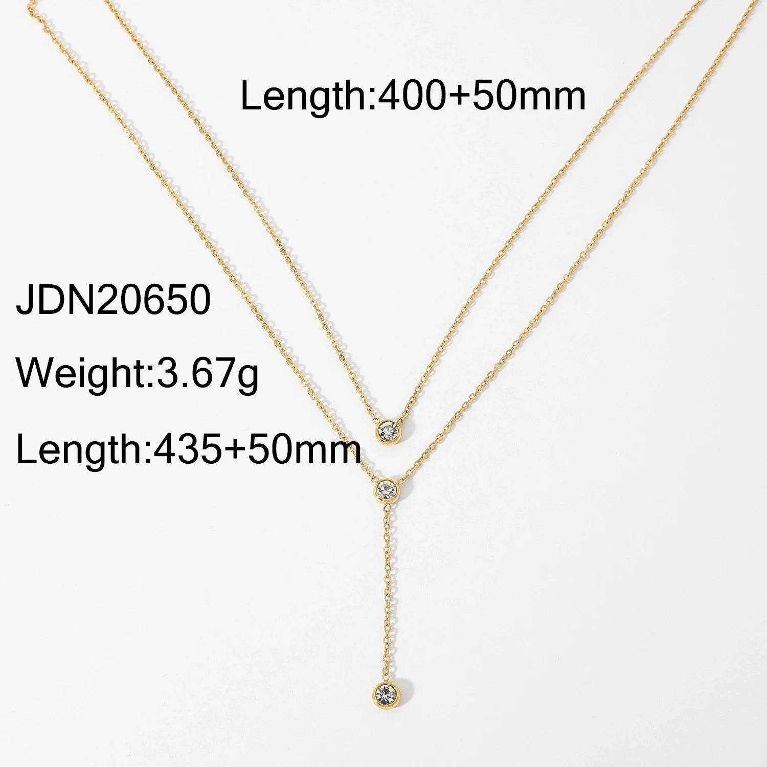 Davie Layered Zircon Necklace - JDN20650
