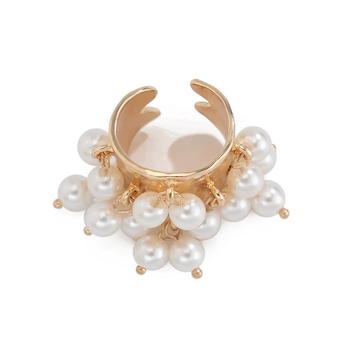 Aleina Chunky Beaded Open Ring - Artificial Pearl