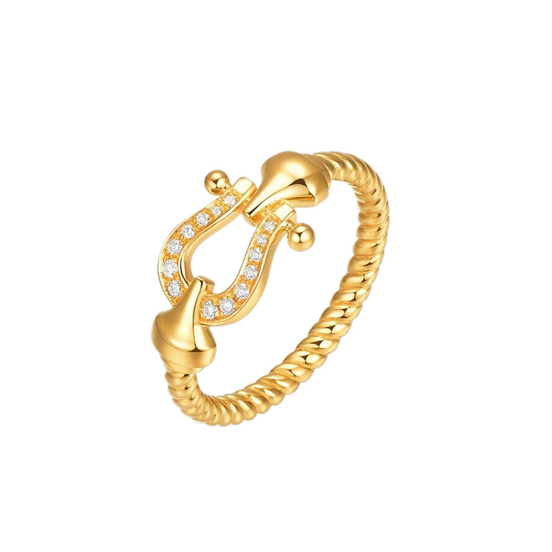 Aarushi Gold Pave Horseshoe Ring - Gold Pave Horseshoe Ring