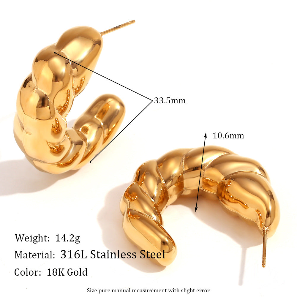 Amberley Hammered Geometric Earrings - Hollow Crescent Horn Earrings - Gold [41VCTPNB]