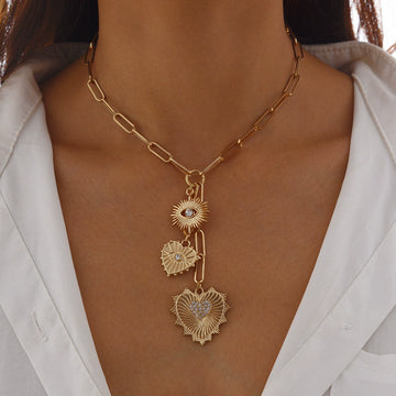 Izabela Pavé Heart Eye Necklace - Gold [HCAOZ8T1]