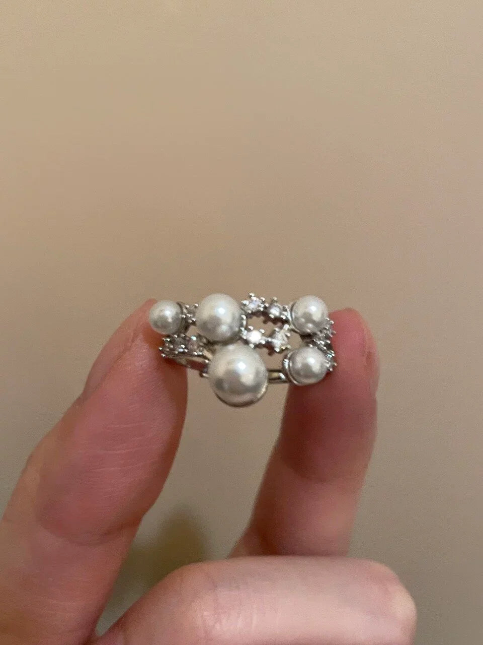 Anevay Sparkling Meteor Star Ring - Meteor Pearl Zircon Ring