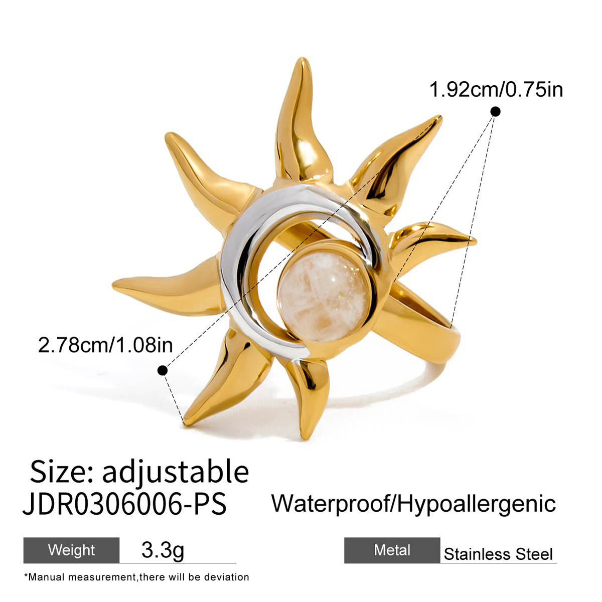 Rhyleigh Celestial Sunstone Ring - Silver Tone [IN2KQHW9]