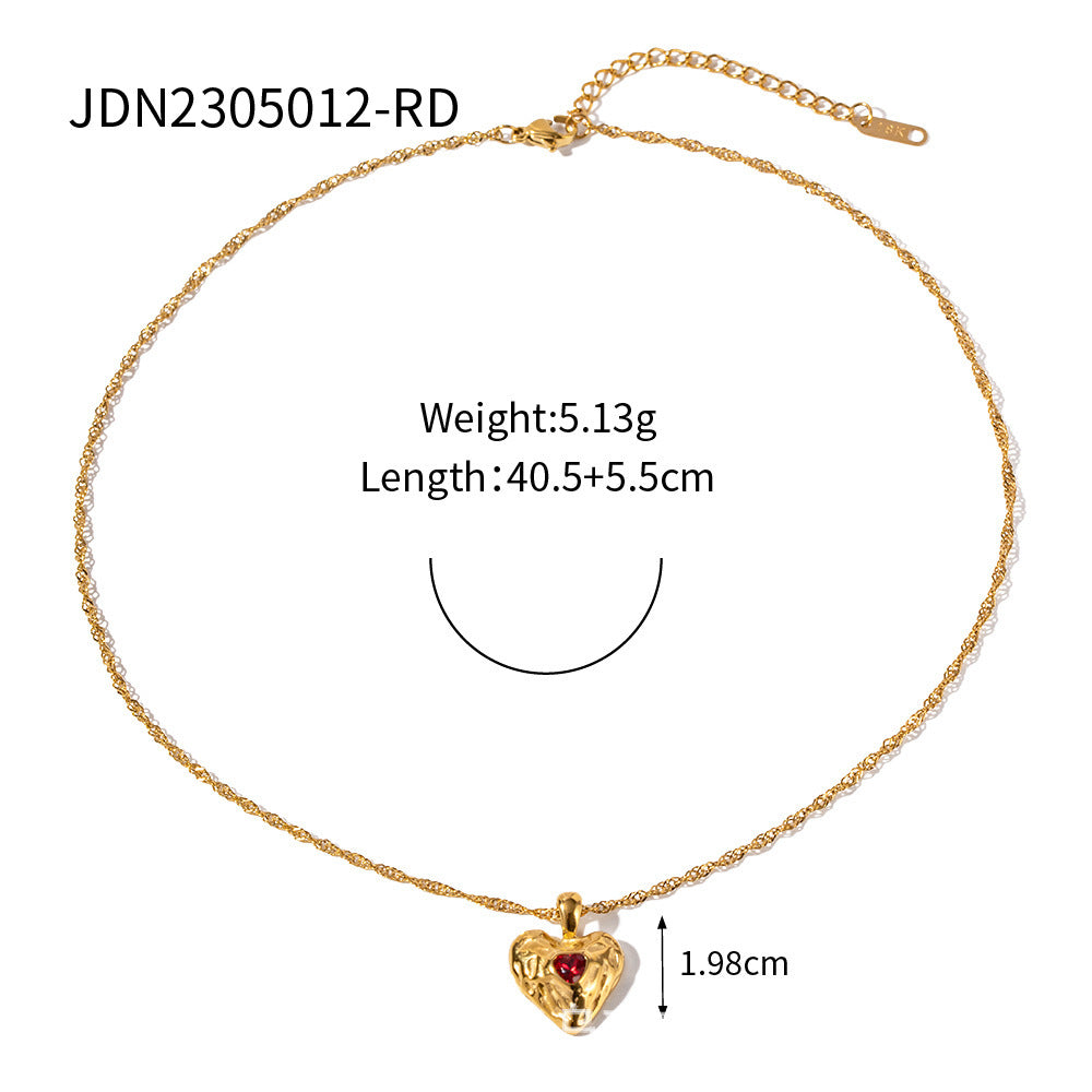 Etta Layered Heart Cross Necklace - JDN2305012-RD [MWLGZ5O3]