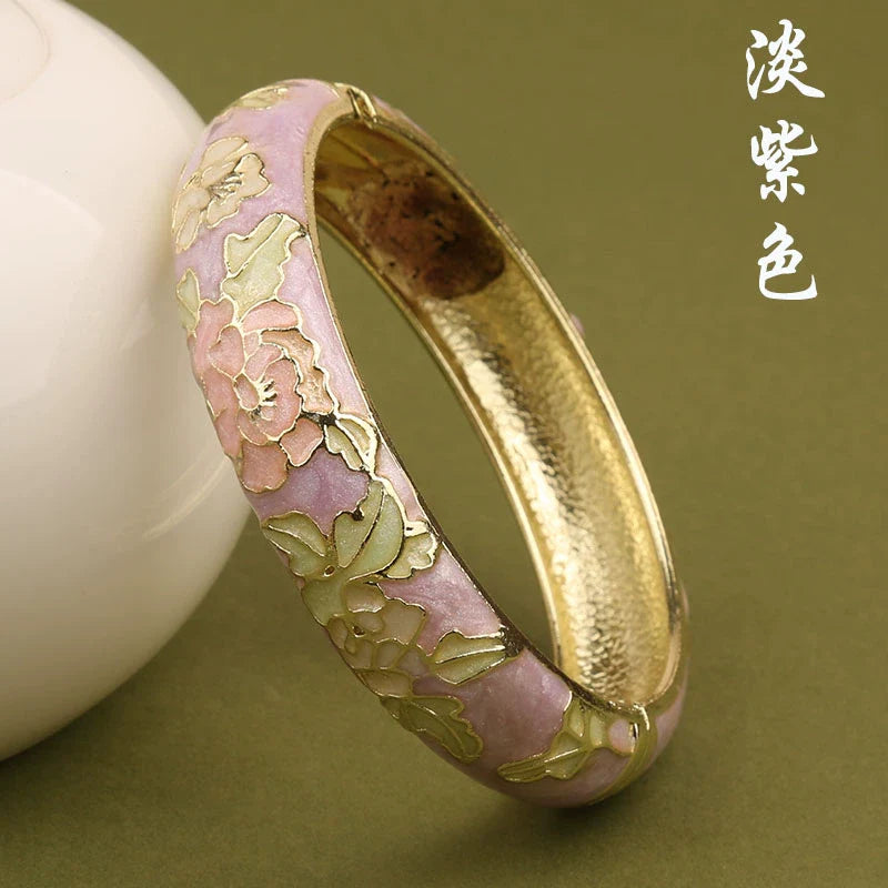 Lana Chinoiserie Floral Bangle - Light Purple (15mm)