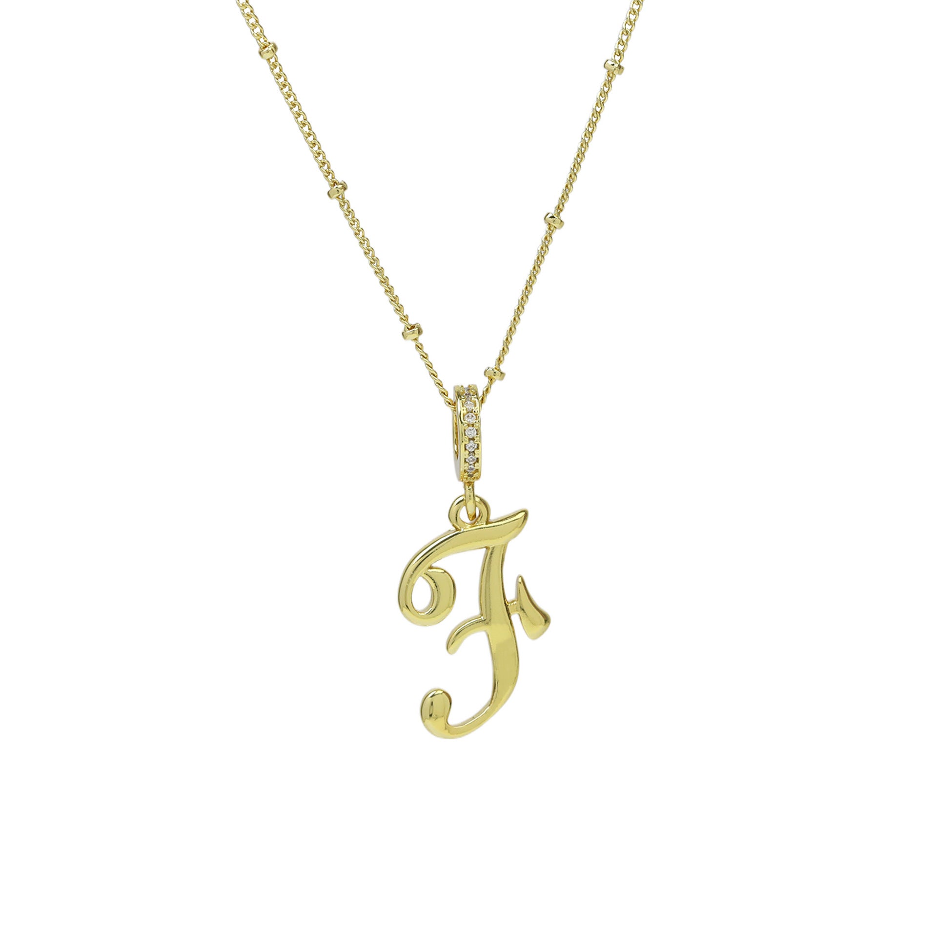 Frida Gold Cursive Initial Necklace - Gold F [AJCBB0N6]