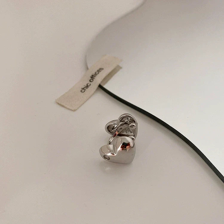 Lucca Star Heart Ear Cuff - Silver
