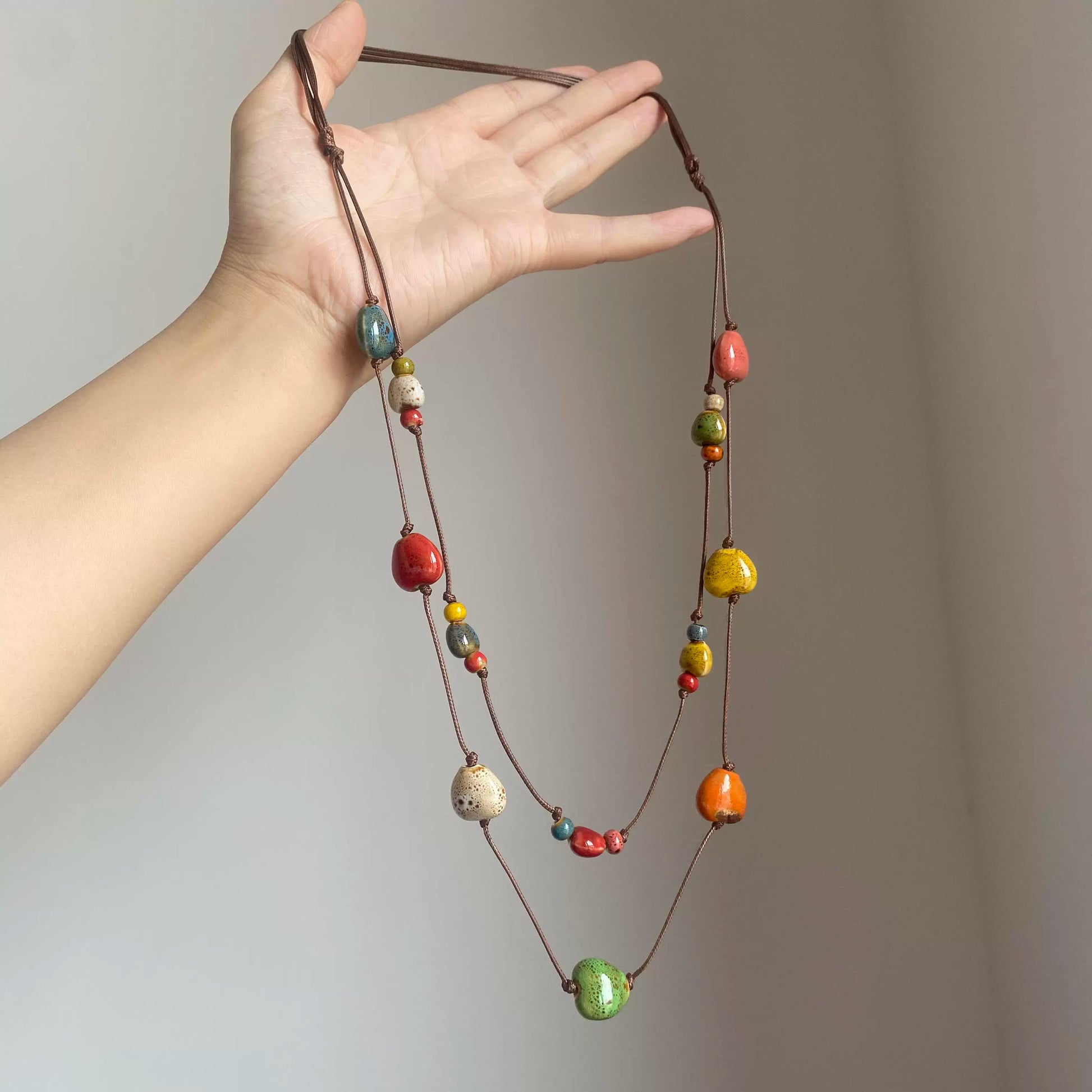 Cassidy Colorful Bead Necklace - Colorful Ceramic Bead Necklace