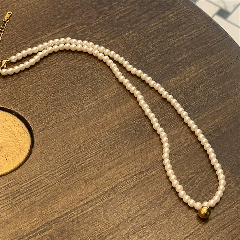 Aiden Delicate Charm Necklace - Pearl Ball Necklace