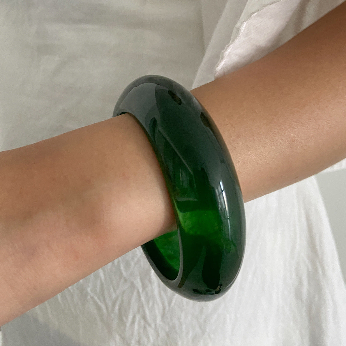 Dawson Swirl Resin Cuff Bangle - Emerald Green [I6JY37YY]