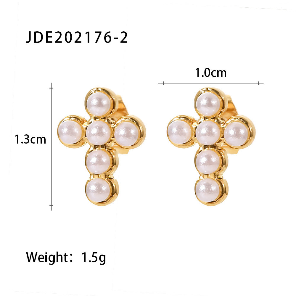 Aairah Pearl Cross Jewelry Set - JDE202176-2 [I541MJ3D]
