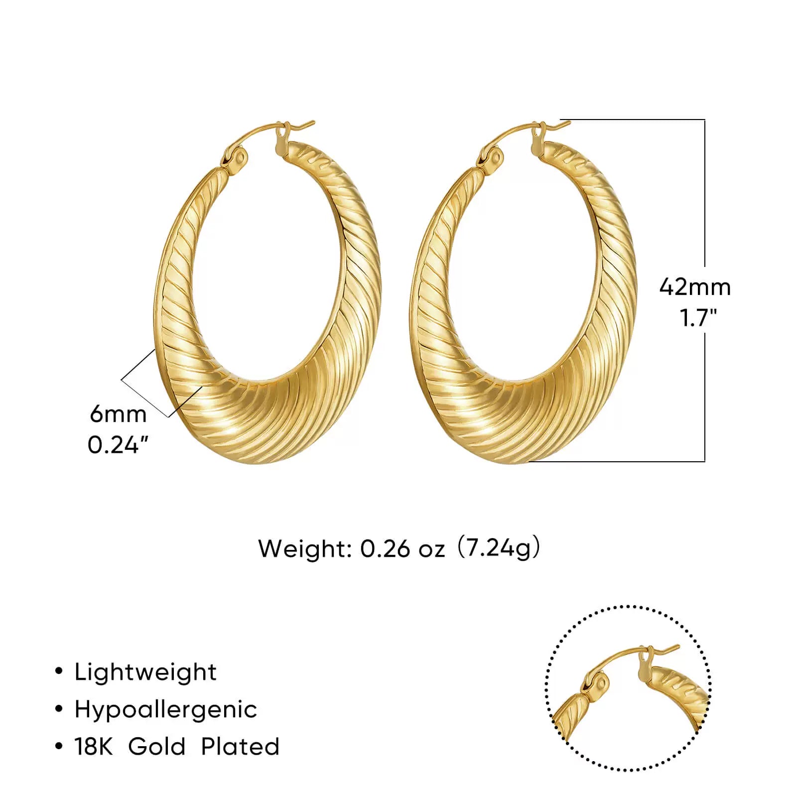 Phoebe Gold Chunky Hoop Earrings - E3402G