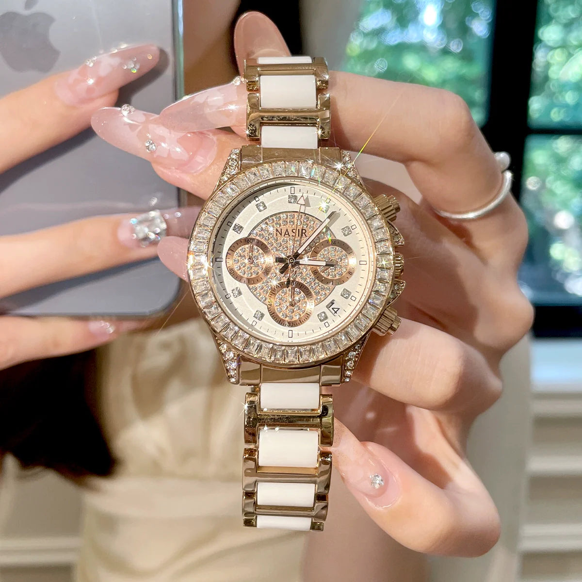 Eastyn Ceramic Rhinestone Watch - undefined