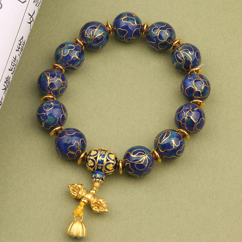 Delina Enamel Beaded Bracelet - Blue (14mm Beads) [R0Y4W4G7]