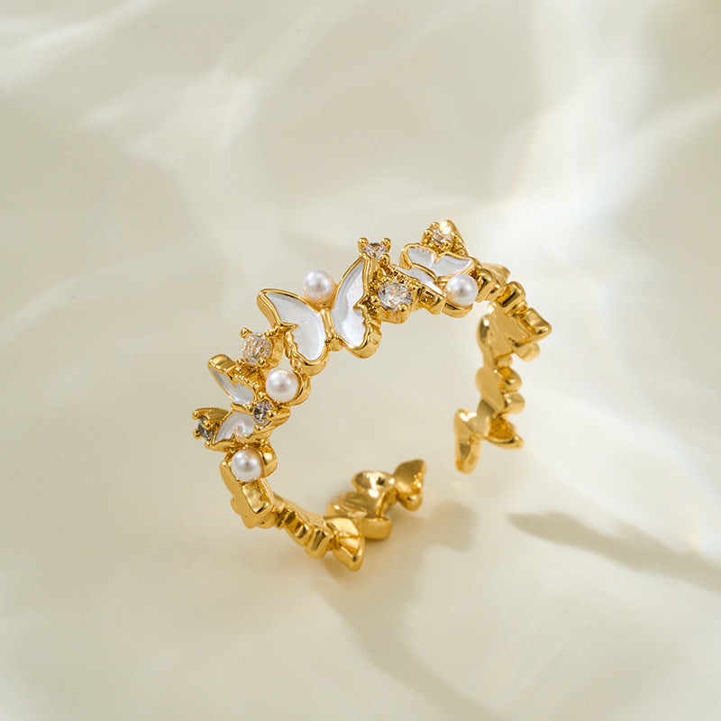 Milena Butterfly Enamel Ring - Blue Enamel Gold Tone [TIAWBCP9]