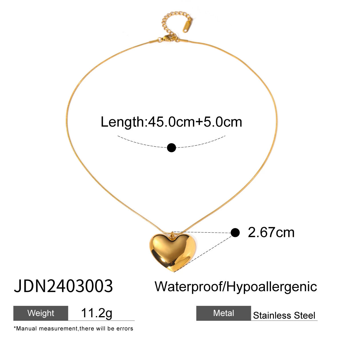 Maryama Gold Heart Pendant Necklace - JDN2403003 [B67L9HR9]