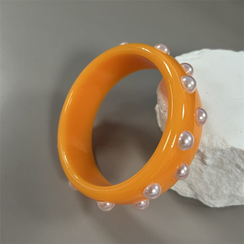 Sasha Colorful Pearl Bead Bracelet - Orange Double-Row [YUVP73M8]