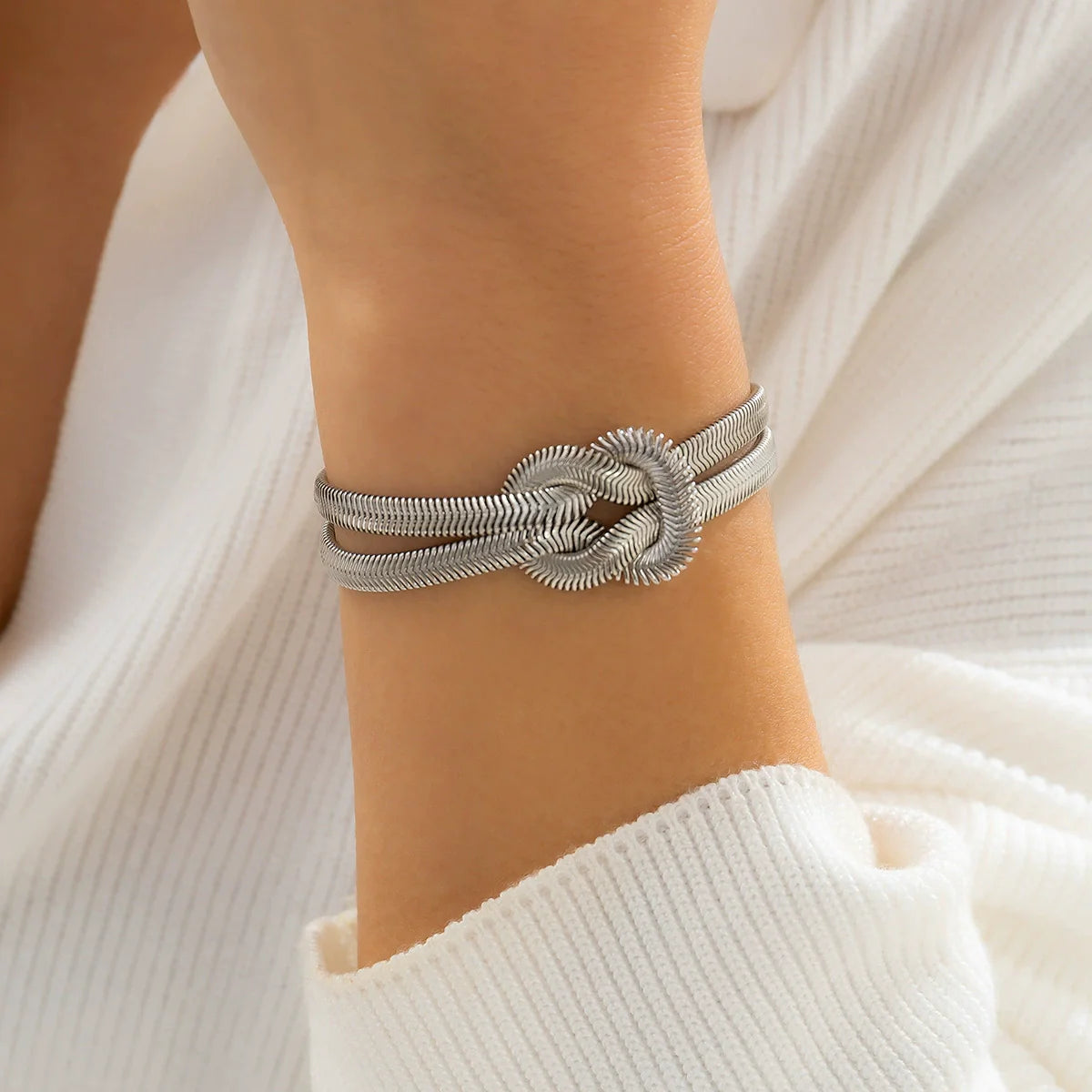Ryanna Interlocking Metal Chain - Bracelet Silver