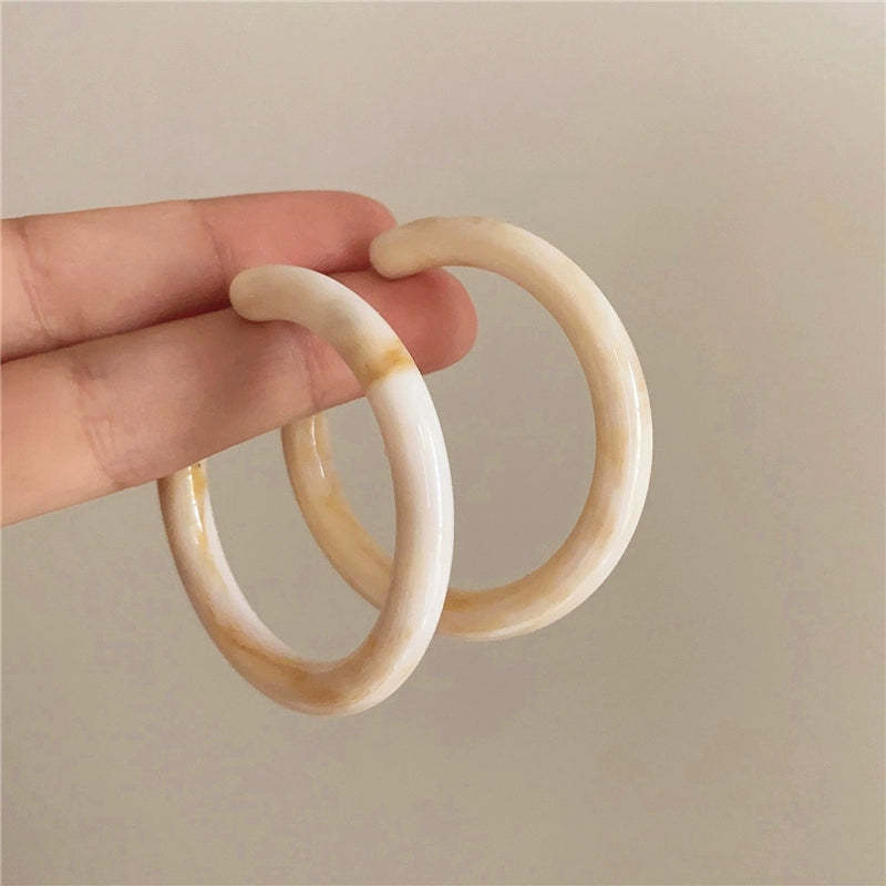 Melia Smudged C-Hoop Earrings - Off-White [N0CNMEWP]