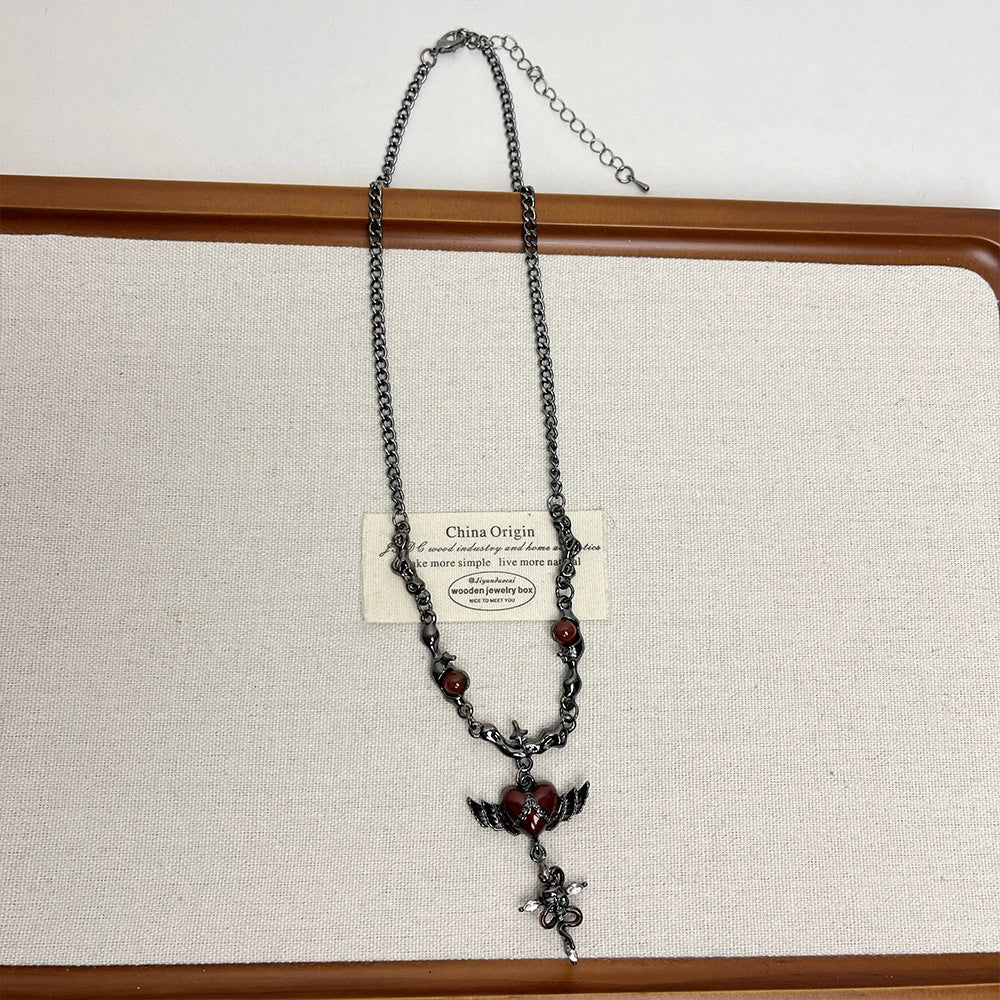 Wendy Sweetheart Wing Choker - Heart Wings Necklace [844OZ03R]