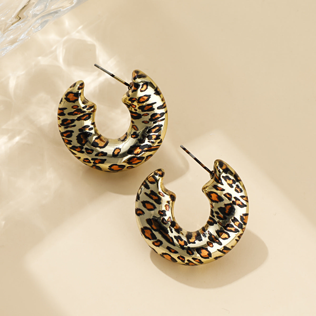 Kenslie Leopard C-Hoop Earrings - Golden Leopard Print [HN96C2WV]