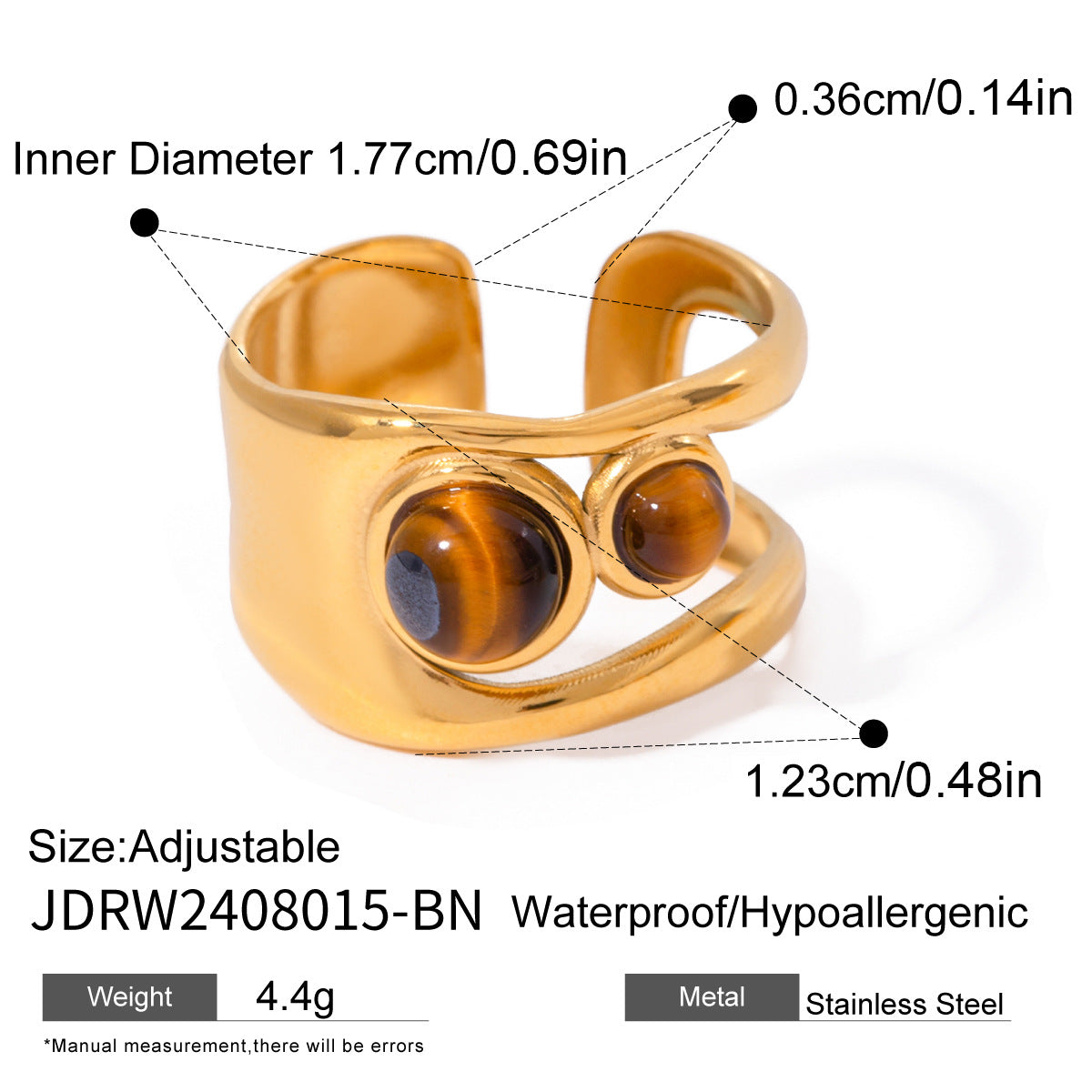 Quinley Chunky Gemstone Ring - JDRW2408015-BN [BM998URN]