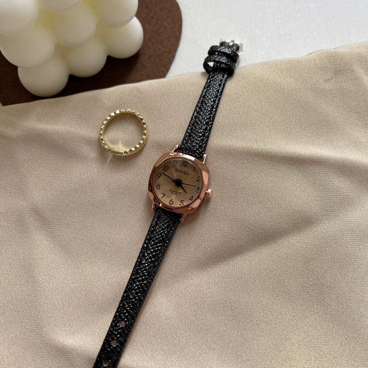 Hareem Sleek Square Watch - Black Strap [GFRNIC82]