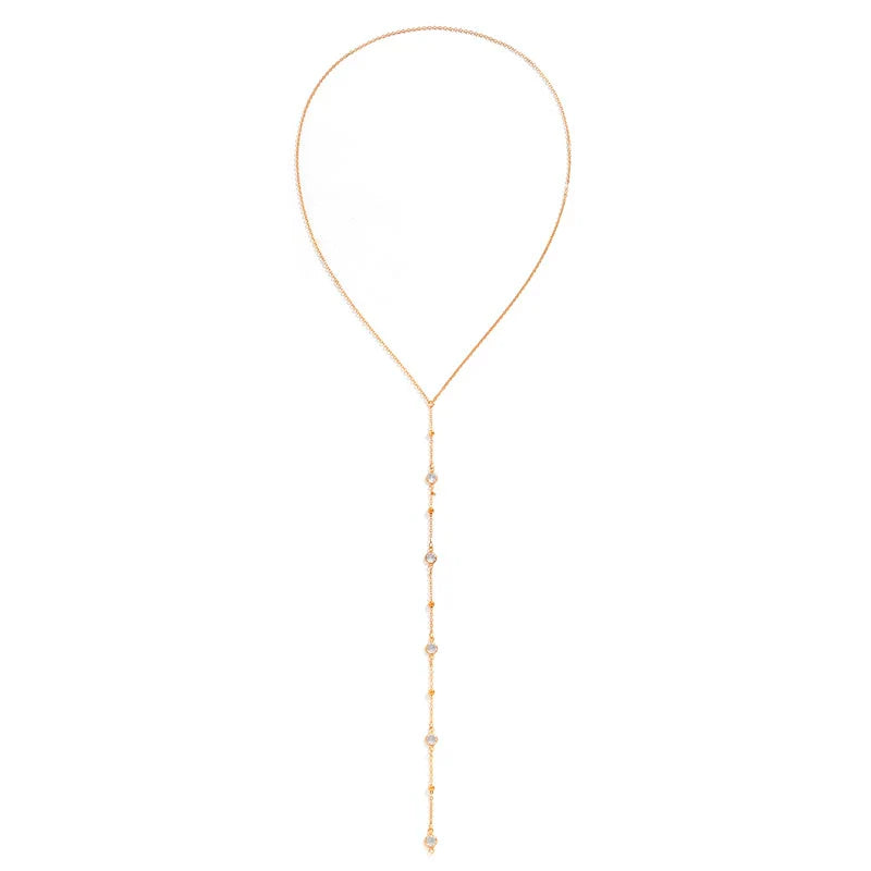 Sonya Long Pendant Necklace - Crystal Gold