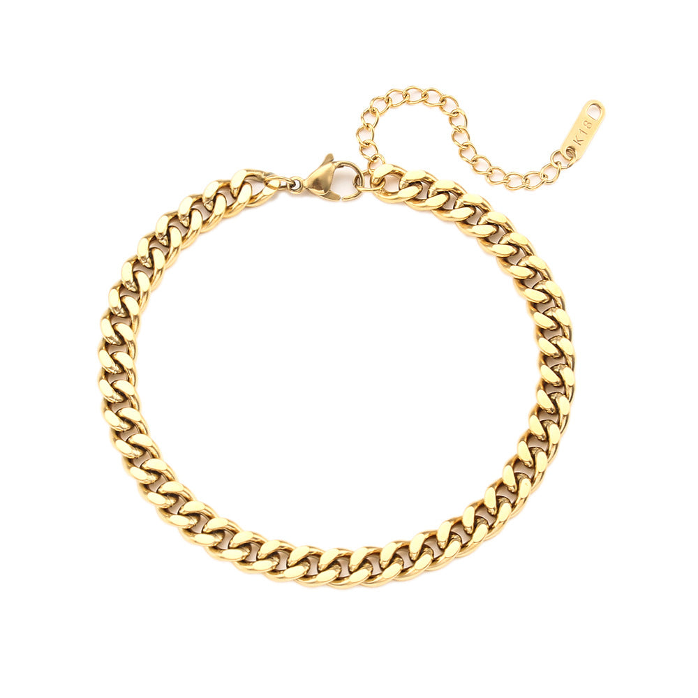 Reilly Sleek Link Bracelet - Gold - 8mm Polished Chain Bracelet [BMYJ8ZBK]