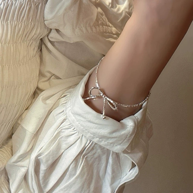 Ashtyn Glitter Bow Necklace - Bowknot Glitter Bracelet [8SODAB50]