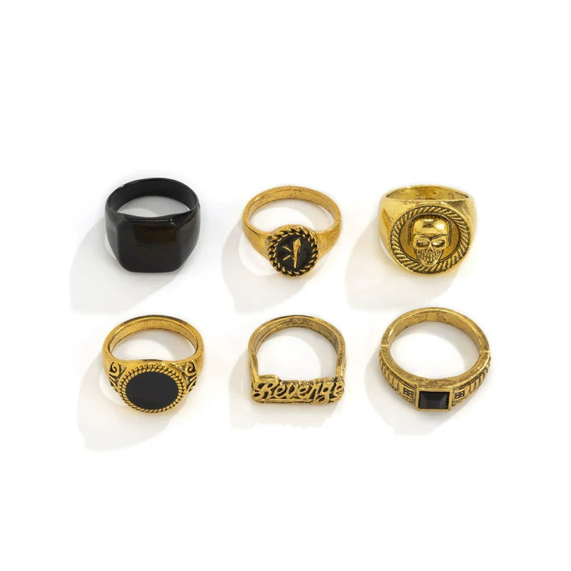 Goddess Gothic Statement Rings - Antique Gold