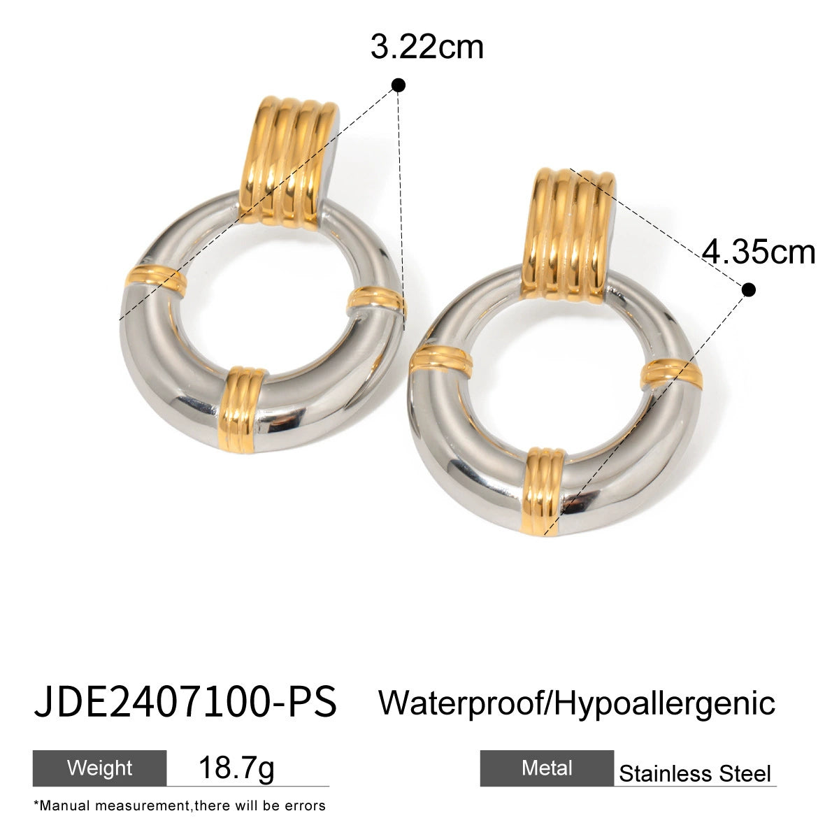Bayleigh Titanium Hoop Earrings - Polished Silver Hoop [8RG9D5ZJ]