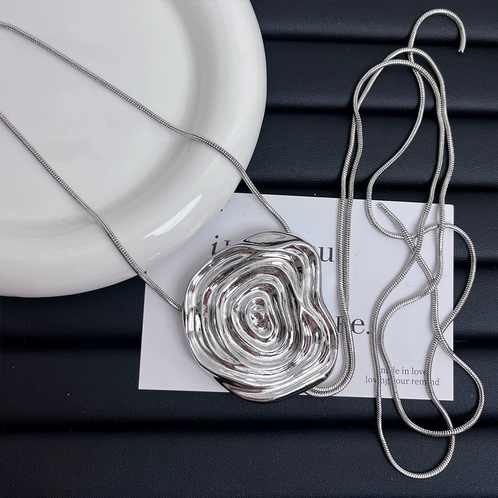Josette Silver Rose Multi-Wear Necklace - Silver Flower Necklace Waist Chain