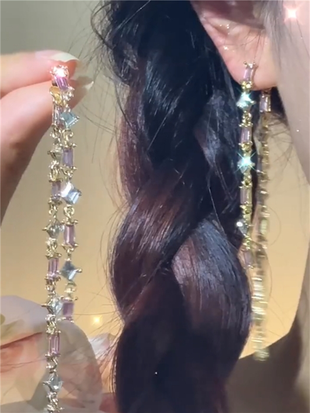 Ishani Radiant Purple Dangle Earrings - Dopamine Earrings