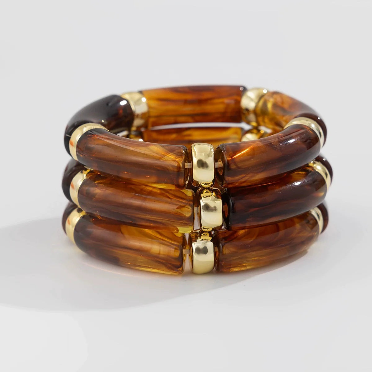 Alisa Beaded Bracelet Set - Brown Elastic Set
