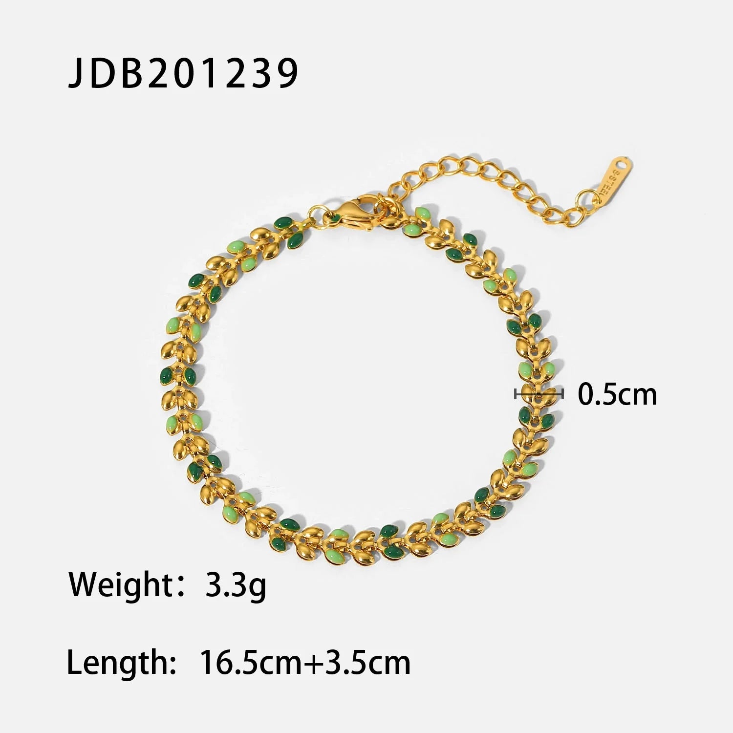 Channing Green Enamel Leaf Bracelet - JDB201239